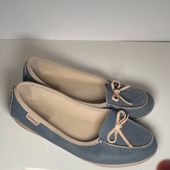 Crocs Shoes Ballet Moccasin Loafer Colorlite Navy Tan Size 8 - Picture 3 of 7